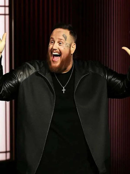 Jelly Roll Jimmy Kimmel Live Show Black Leather Jacket