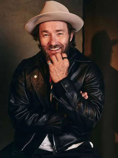 Joel Edgerton Train Dreams Black Leather Jacket