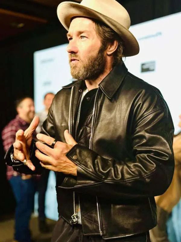 Joel Edgerton Train Dreams Black Leather Jacket
