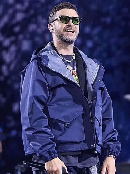 Justin Timberlake Lollapalooza Berlin Blue Hooded Jacket