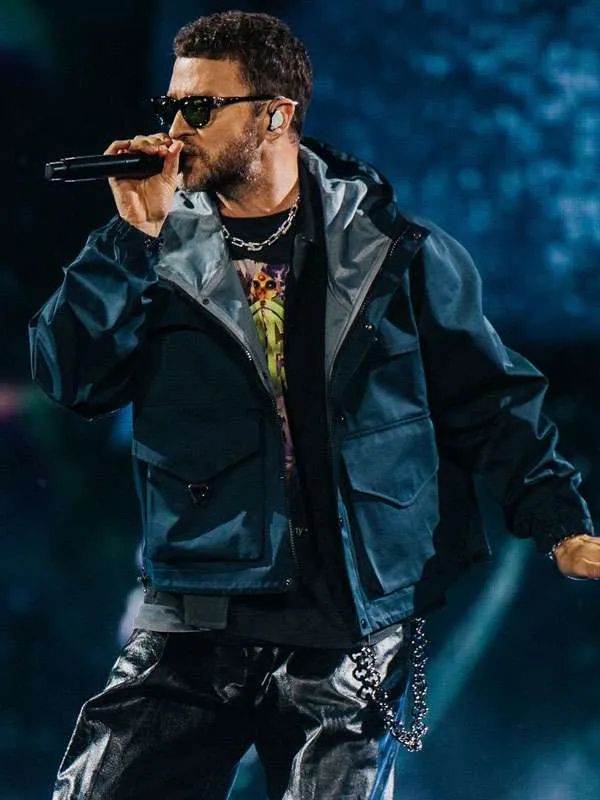 Justin Timberlake Lollapalooza Berlin Blue Hooded Jacket