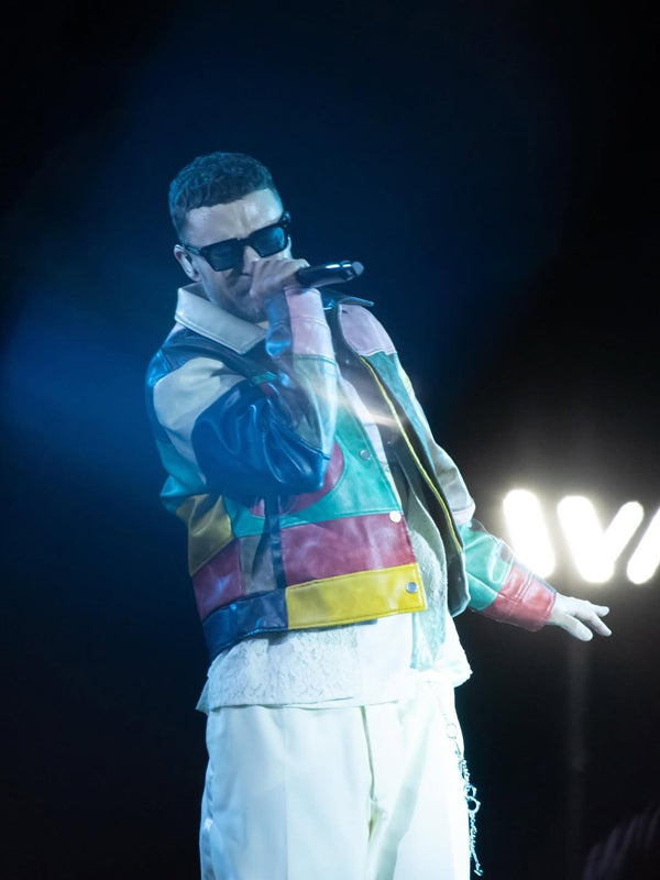 Justin Timberlake Lollapalooza Paris Color Block Leather Jacket