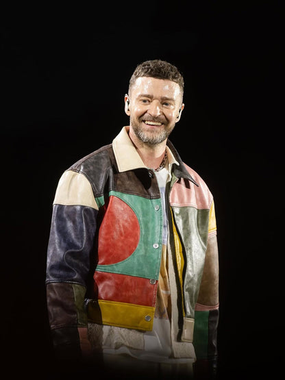 Justin Timberlake Lollapalooza Paris Color Block Leather Jacket