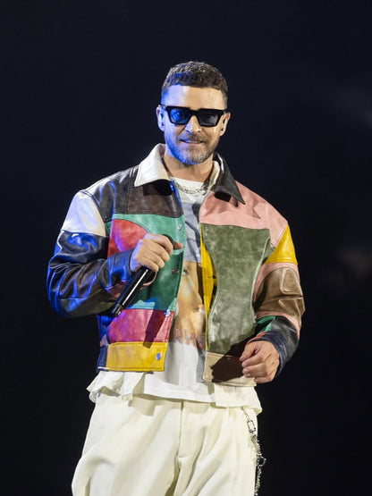 Justin Timberlake Lollapalooza Paris Color Block Leather Jacket