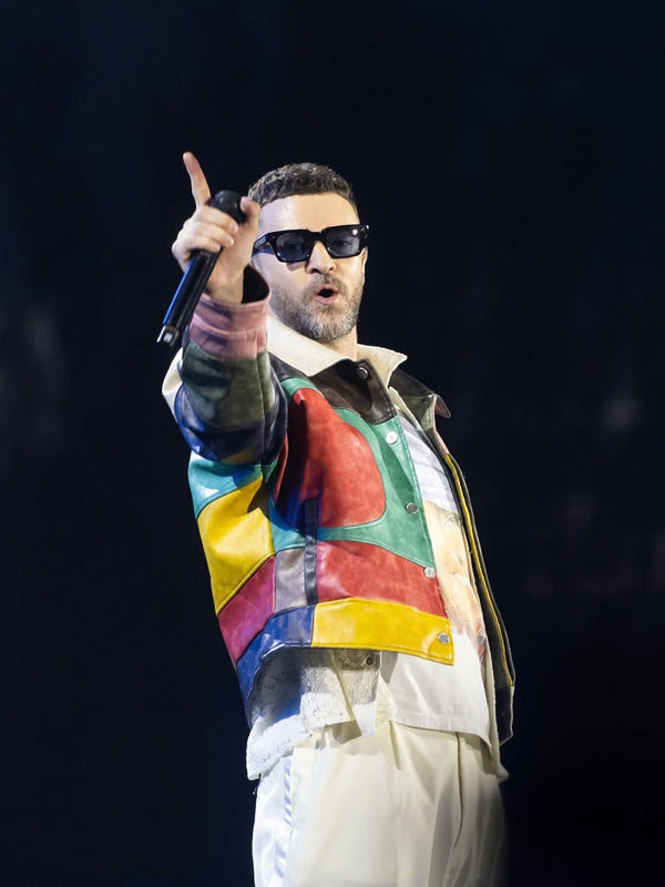 Justin Timberlake Lollapalooza Paris Color Block Leather Jacket