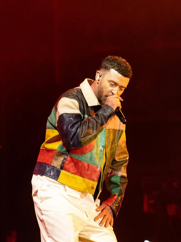 Justin Timberlake Lollapalooza Paris Color Block Leather Jacket