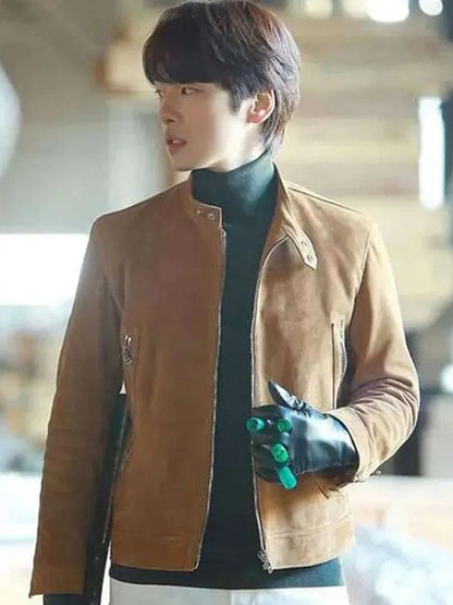 Kim Jung-hyun Crash Landing on You Brown Suede Leather Jacket