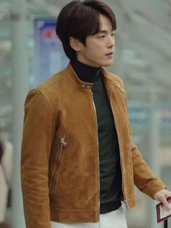 Kim Jung-hyun Crash Landing on You Brown Suede Leather Jacket