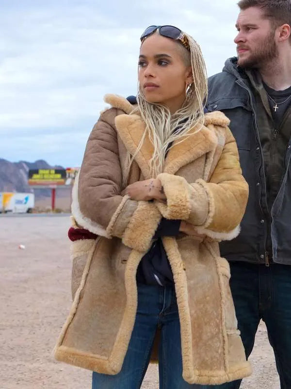 Kin Milly Zoe Kravitz Shearling Leather Coat