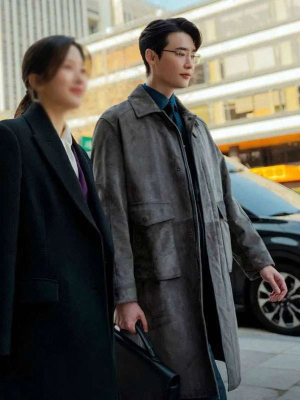 Lee Jong-suk Law and the City Gray Leather Coat