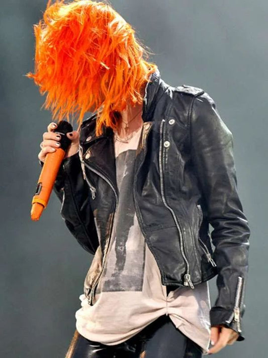 Leeds Music Festival Hayley Williams Black Biker Leather Jacket