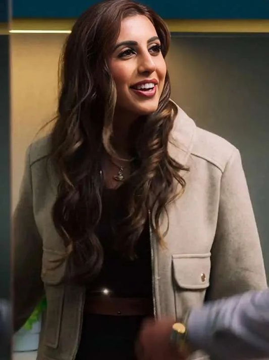 Love Is Blind: UK 2025 Sarover Kaur Aujla Light Gray Wool Jacket