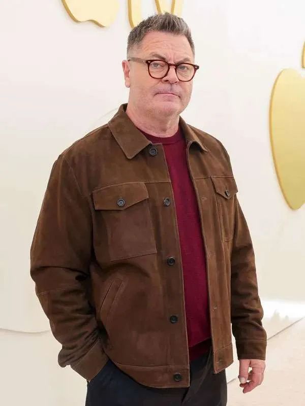 Margo’s Got Money Troubles Nick Offerman Brown Suede Leather Jacket