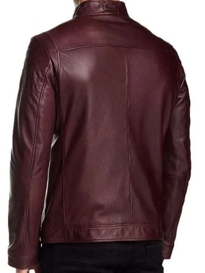 Maroon Cafe Racer Real Leather Jacket