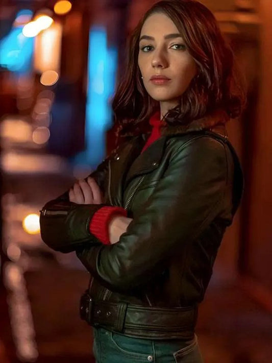 Natalie Dreyfuss The Flash S06 Black Biker Leather Jacket
