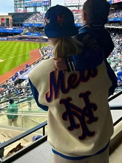 New York Mets Kate Upton White Varsity Jacket