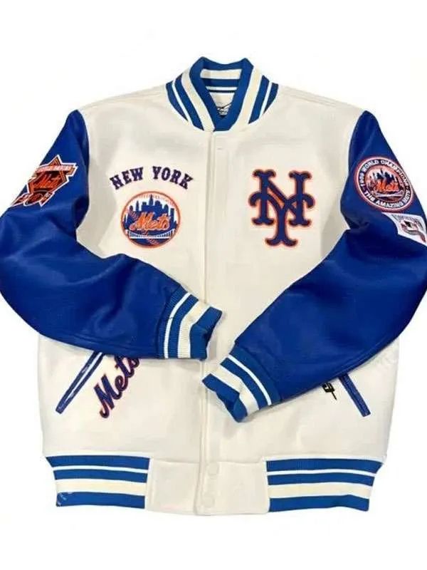 New York Mets Kate Upton White Varsity Jacket