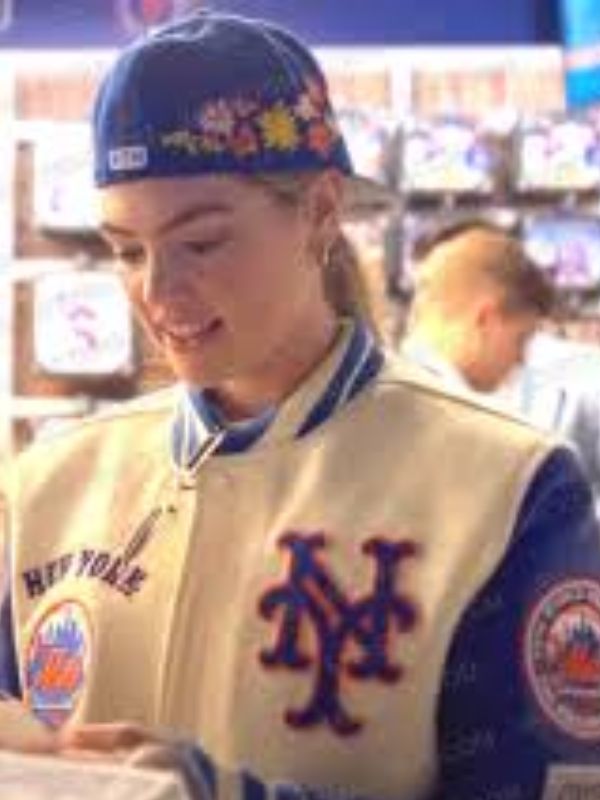 New York Mets Kate Upton White Varsity Jacket