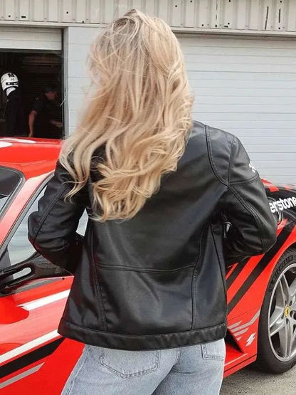 Olivia Hartley Black Racer Leather Jacket