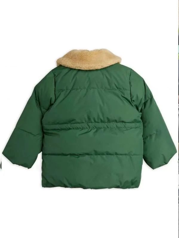 Panda Patch Shearling Green Puffer Jacket for Men and Women