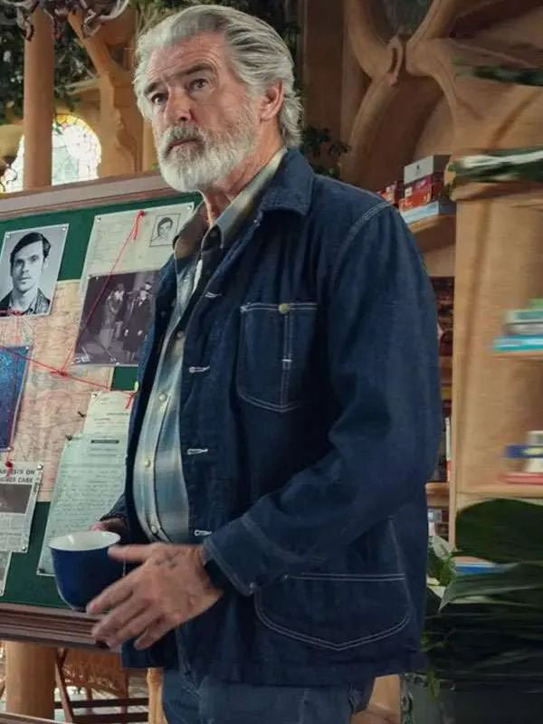 Pierce Brosnan The Thursday Murder Club Blue Denim Jacket