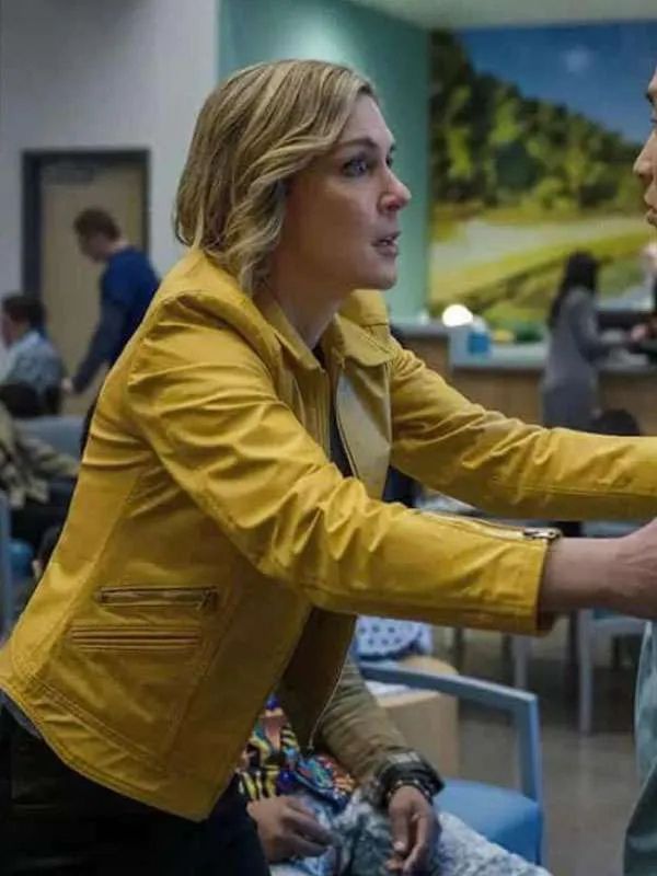 Pluribus Rhea Seehorn Yellow Leather Jacket