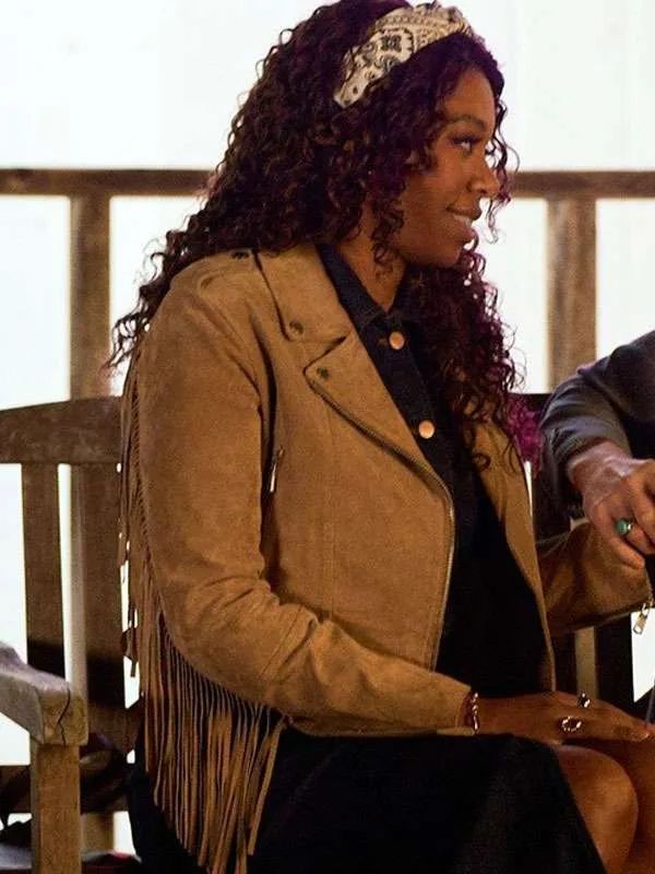 Providence Falls Felicia Simone Brown Fringe Suede Leather Jacket