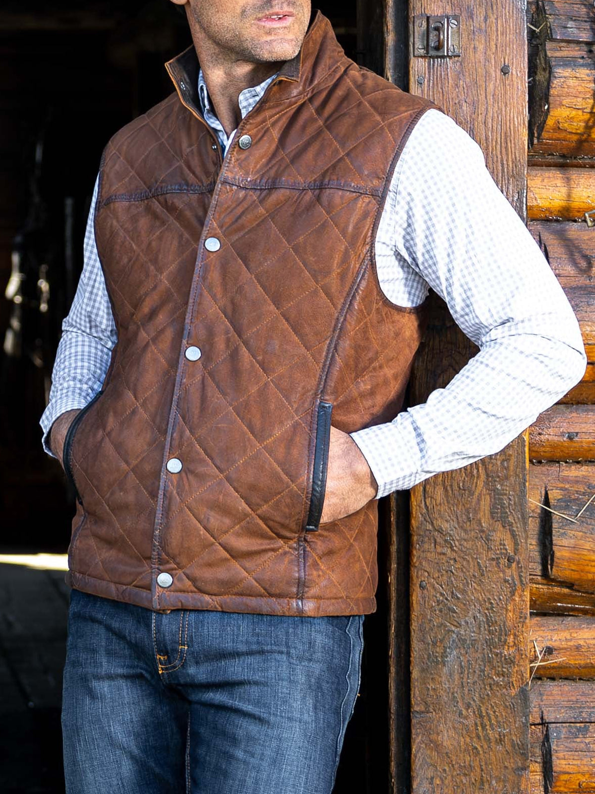 Ransom Canyon S01 Davis Collins Quilted Leather Vest