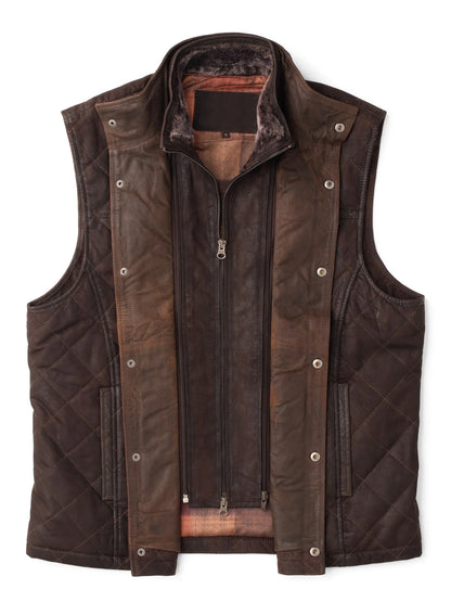 Ransom Canyon S01 Davis Collins Quilted Leather Vest