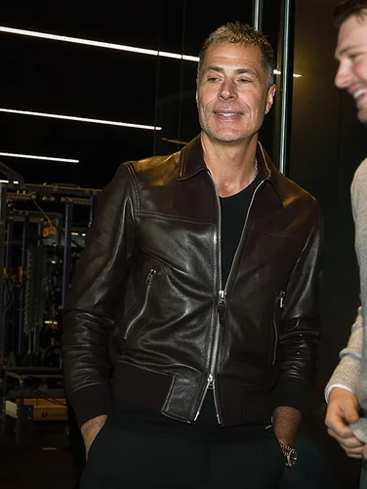 Rob Pelinka Bold Brown Bomber Leather Jacket