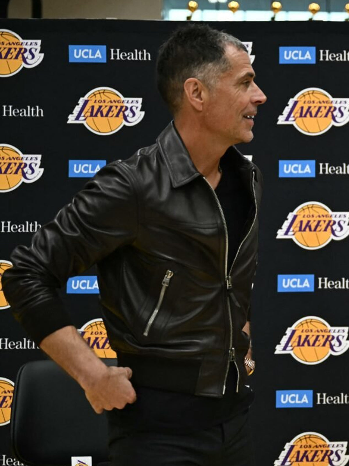 Rob Pelinka Bold Brown Bomber Leather Jacket