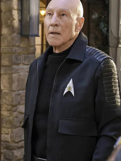 Star Trek Jean Luc Picard SO 2 Black Leather Jacket