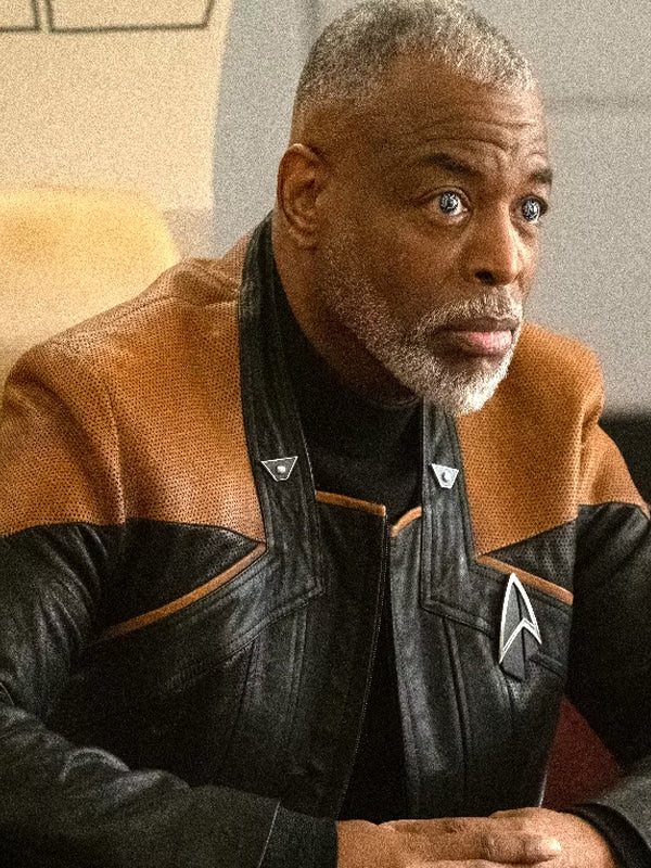 Star Trek Picard SO 3 Commodore Geordi La Forge Leather Jacket