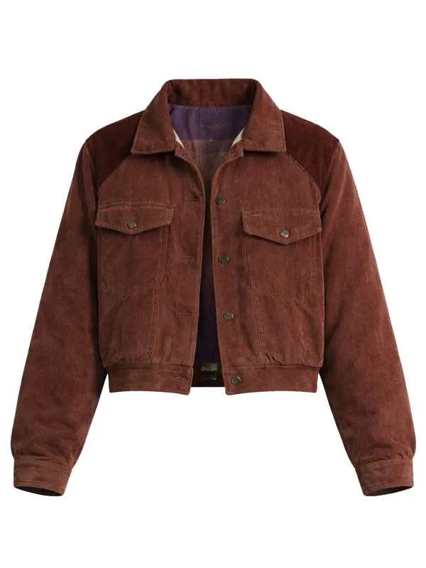 Stranger Things S05 Natalia Dyer Brown Corduroy Jacket