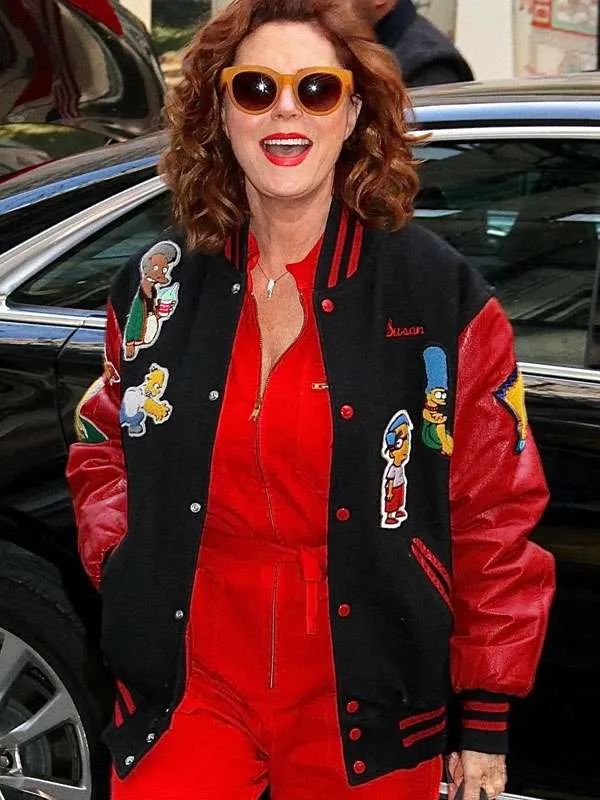 Susan Sarandon Black and Red Simpsons Varsity Bomber Jacket
