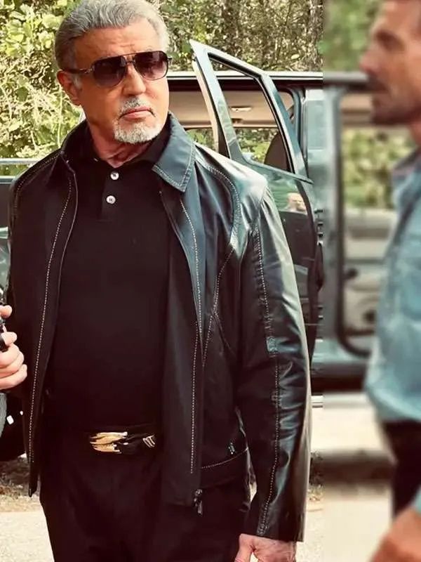 Sylvester Stallone Tulsa King S03 Black Leather Jacket