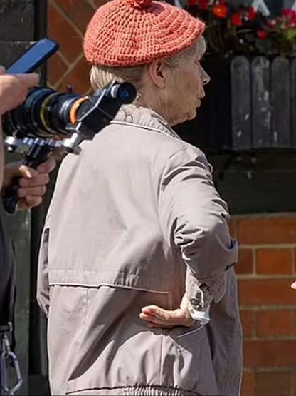 The Thursday Murder Club Celia Imrie Grey Cotton Jacket