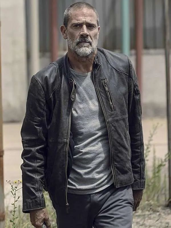 The Walking Dead S09 Jeffrey Dean Morgan Black Leather Jacket
