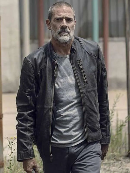 The Walking Dead S09 Jeffrey Dean Morgan Black Leather Jacket