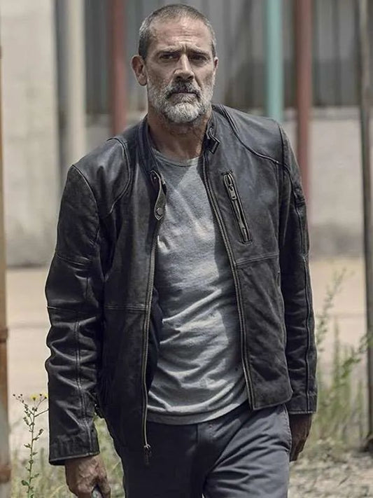 The Walking Dead S09 Jeffrey Dean Morgan Black Leather Jacket