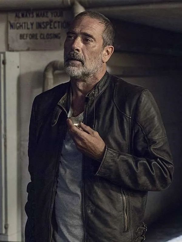 The Walking Dead S09 Jeffrey Dean Morgan Black Leather Jacket