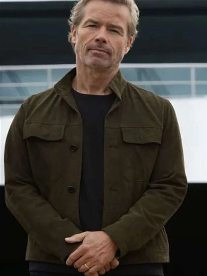 The Woman in Cabin 10 Guy Pearce Green Cotton Jacket