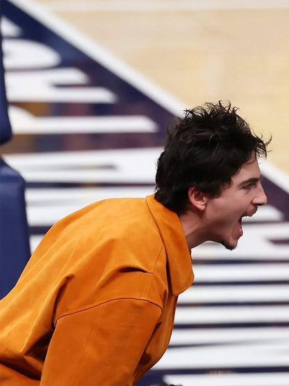 Timothee Chalamet Knicks Orange Bomber Jacket
