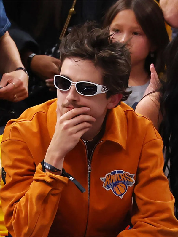 Timothee Chalamet Knicks Orange Bomber Jacket