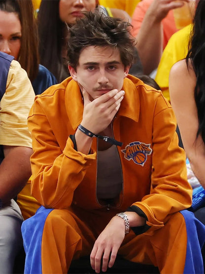 Timothee Chalamet Knicks Orange Bomber Jacket