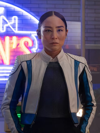 Tron Ares Greta Lee Crop Leather Cosplay Jacket