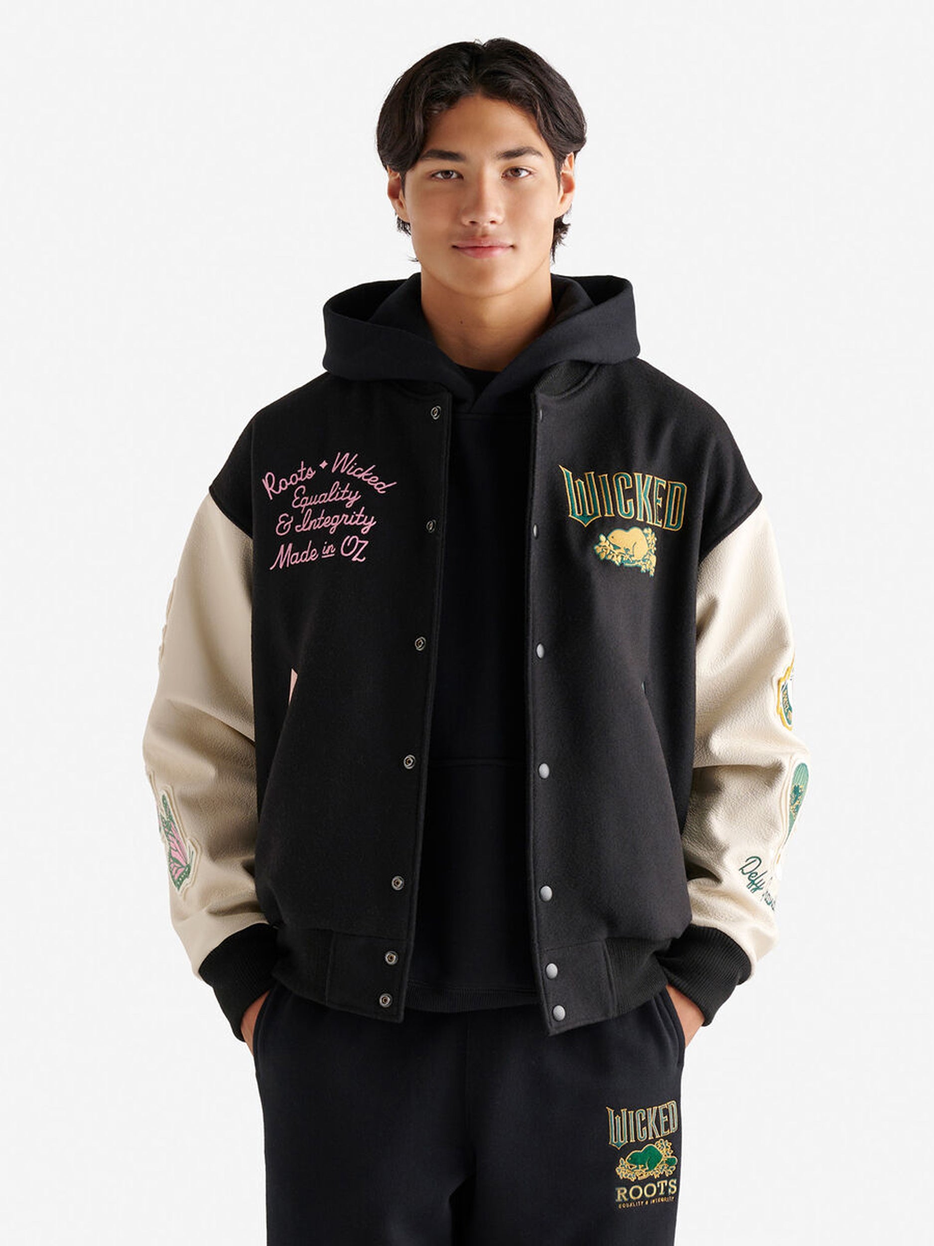 Roots X Wicked for Good Varsity Jacket