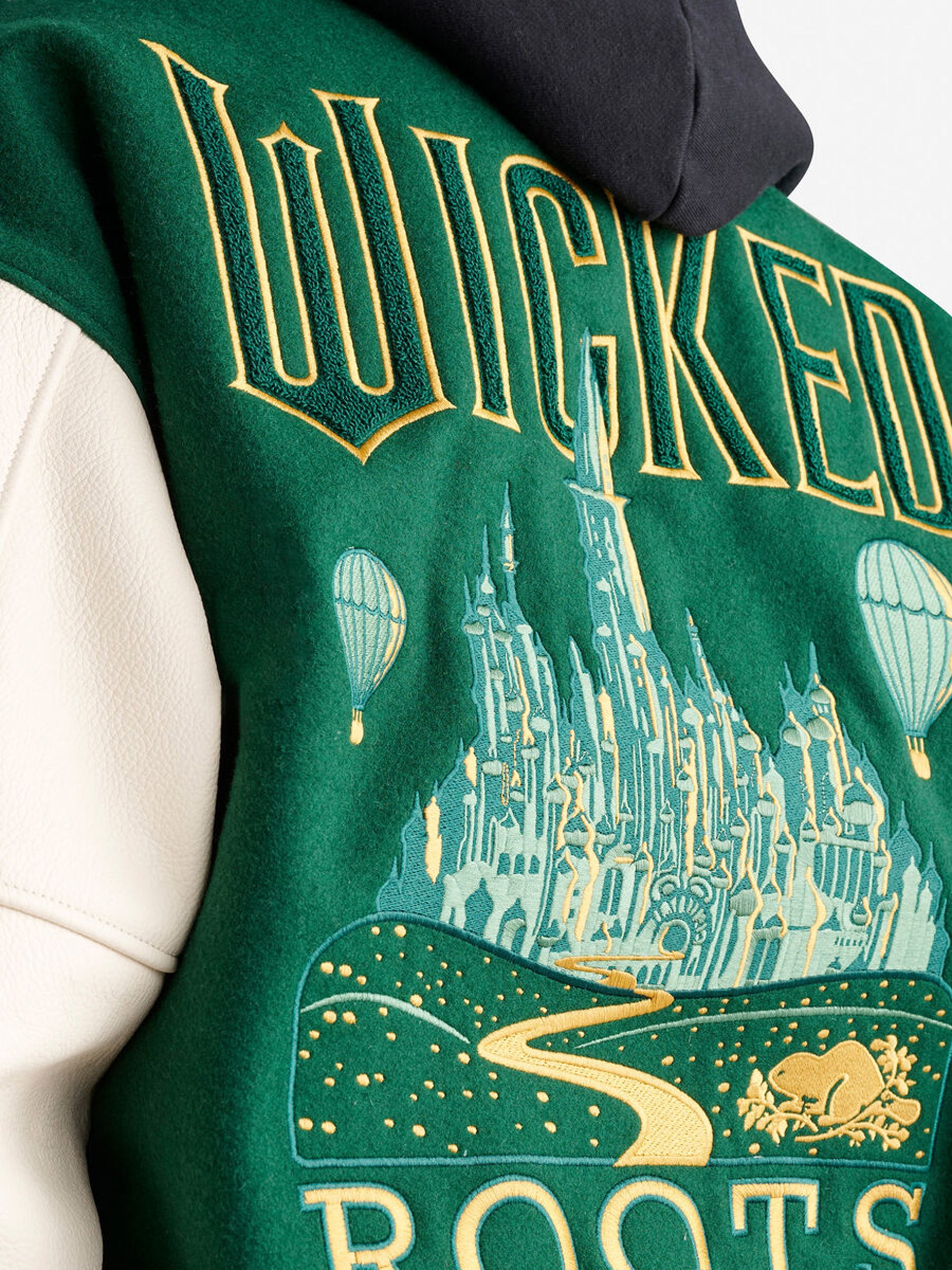Roots X Wicked for Good Varsity Jacket
