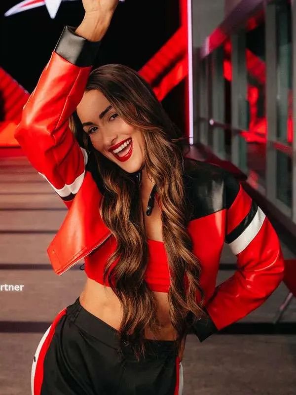 WWE Nikki Bella Motorcycle Cropped Leather Jacket