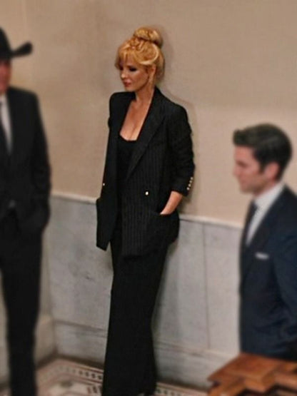 Yellowstone SO5 Beth Dutton Black Striped Blazer